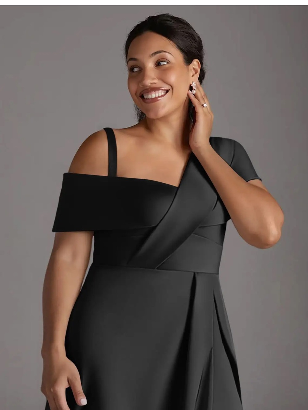 Azazie Black One-Shoulder Evening Gown